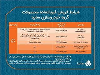 فروش فوق العاده ۵ محصول سایپا از پنج شنبه/ ۵ محصول سایپا ۹۰روزه تحویل داده می شود