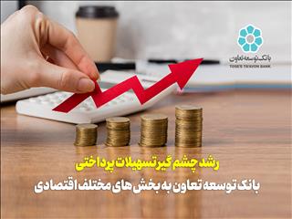 رشد چشم گیر تسهیلات پرداختی بانک توسعه تعاون به بخش های مختلف اقتصادی